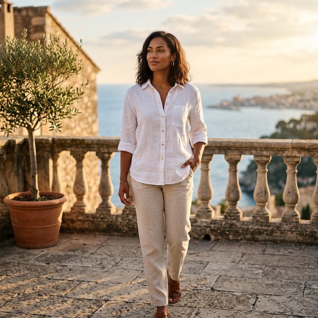 Linen Shirt — Golden Hour Terrace